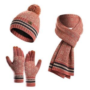 Winter Knit Scarf Beanie and Gloves set